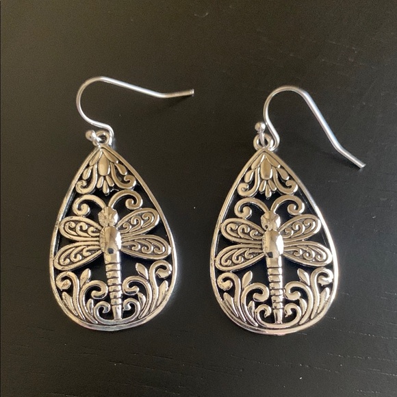Jewelry - Ornate Dragonfly Teardrop Earrings